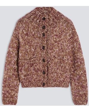 Aspesi Handgefertigte Strickjacke Aus Schurwolle Und Mohair - Braun