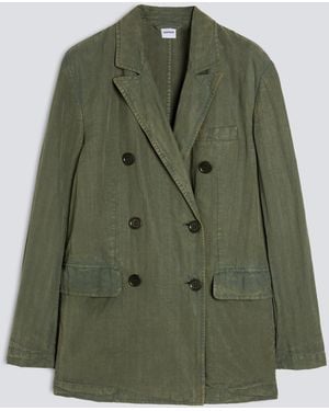 Aspesi Fischgrat-Lyocell-Leinen Kleidergefarbter Baumwoll-Blazer - Grün