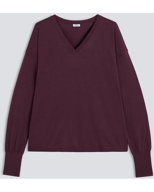 Aspesi Pullover Aus Merinowolle Mit V-Ausschnitt - Lila