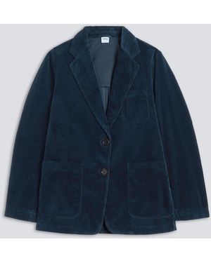 Aspesi Einreihige, Dekonstruierte Jacke Aus Baumwoll-Cord 500, Stuckgefarbt - Blau