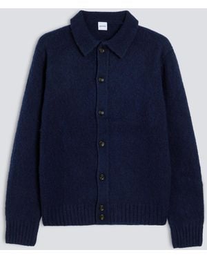 Aspesi Cardigan Im Hemdstil Aus Shetland-Wolle - Blau