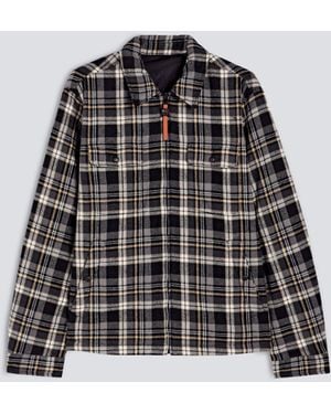 Aspesi Hemd Aus Angerautem Baumwoll-Check-Flanell, Mit Nylon Gefuttert, Wendbar - Schwarz