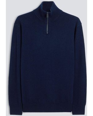 Aspesi Pullover Mit Hohem Kragen Aus Wolle, Yak Und Kaschmir - Blau