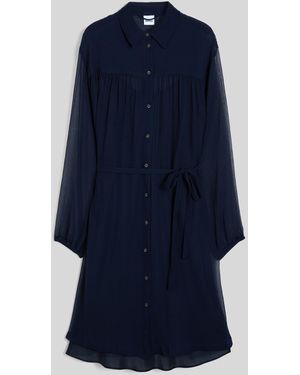 Aspesi Hemdblusenkleid Aus Seiden-Crepon - Blau