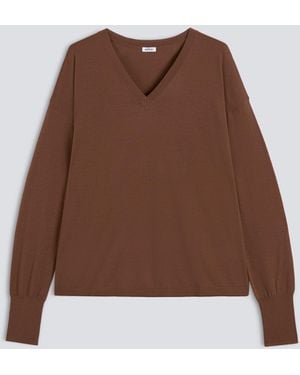 Aspesi Pullover Aus Merinowolle Mit V-Ausschnitt - Braun