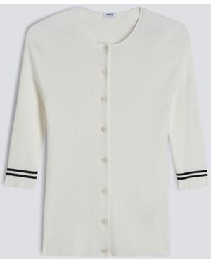 Aspesi Crewneck-Cardigan Aus Purer Baumwoll-Rippe - Weiß