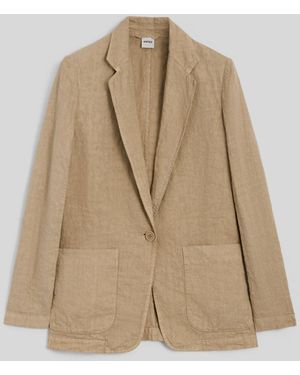 Aspesi Einreihige Jacke Aus Leinen - Natur