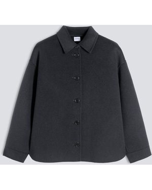 Aspesi Hemdjacke Aus Doubleface-Wolle Mit Biber-Effekt - Blau