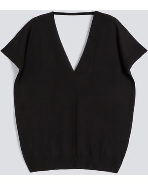 Aspesi Woll- Und Seidenpullover Mit V-Hals - Schwarz