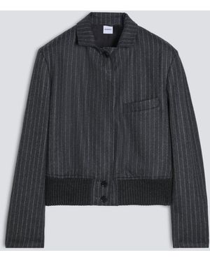 Aspesi Jacke Aus Nadelstreifen-Schurwollflanell - Blau