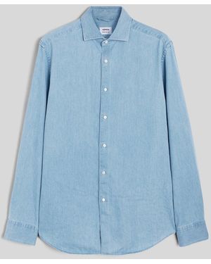 Aspesi Hemd Vic Aus Chambray-Micro-Twill - Blau