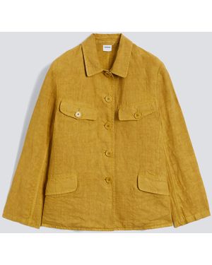 Aspesi Einreihige Jacke Aus Textilgefarbtem Slub-Leinen - Gelb