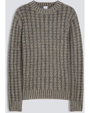 Aspesi Pullover Aus Shetland-Wolle Mit Hahnentrittmuster - Grau
