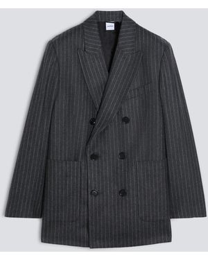 Aspesi Jacke Mit Nadelstreifen Aus Reinem Schurwoll-Flanell - Blau