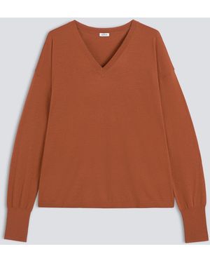 Aspesi Pullover Aus Merinowolle Mit V-Ausschnitt - Braun