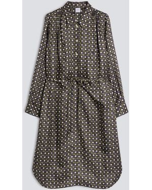 Aspesi Kleid Aus Viskose-Seiden-Twill Mit Print - Grau