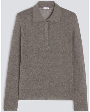 Aspesi Poloshirt Mit Langen Armeln Aus Merinowolle, Nylon Und Kaschmir - Grau