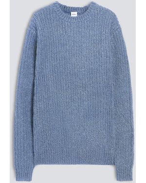 Aspesi Gerippter Rundhals-Strickpullover Aus Mohair Und Wolle - Blau
