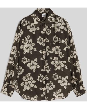Aspesi Hemd Aus Seide Habotai Mit Print Hibiscus - Weiß