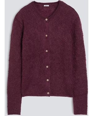 Aspesi Rundhals-Strickjacke Aus Mohair-Woll-Strick - Lila