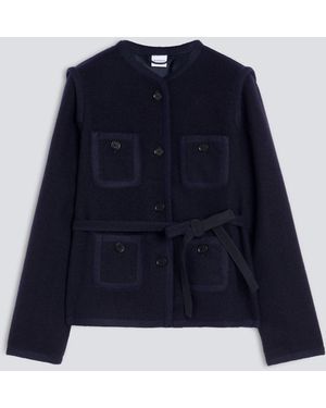 Aspesi Jacke Aus Reiner Schurwolle Shetland - Blau