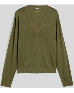 Aspesi Pullover Aus Baumwolle Mit V-Ausschnitt - Grün