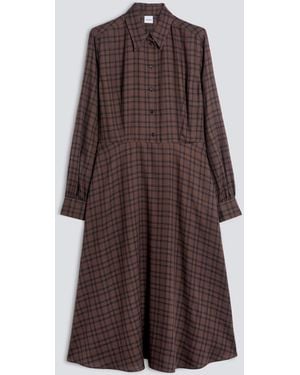 Aspesi Midikleid Aus Modal Mit Karomuster - Braun