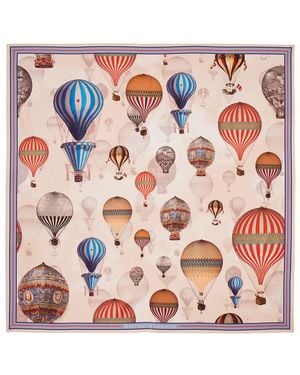 Aspinal of London Up Up & Away Silk Scarf - Blue