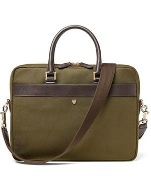 Aspinal of London Slim Nylon Briefcase Bag - Green