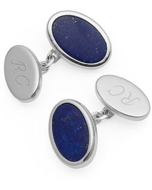 Aspinal of London Oval Slice Cufflinks - Blue