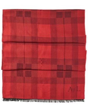 Aspinal of London Silk Check Scarf - Red