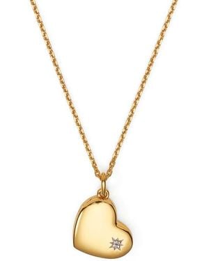 Aspinal of London Star Set Heart Locket Necklace - Metallic