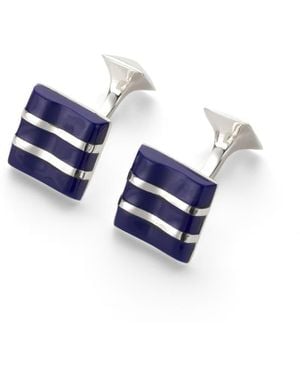 Aspinal of London Wave Sterling & Lapis Cufflinks - Blue