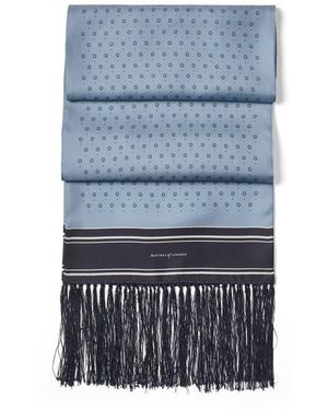 Aspinal of London Pure Silk Tassel Scarf - Blue