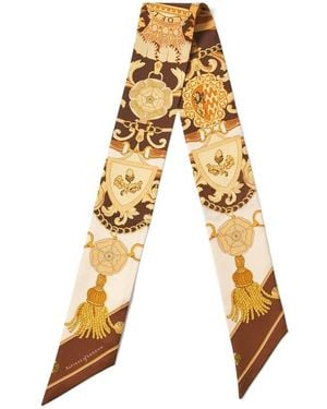 Aspinal of London Skinny Silk Scarf - Orange
