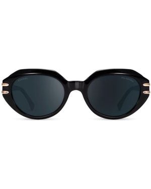 Aspinal of London Amelia Oval Sunglasses - Black