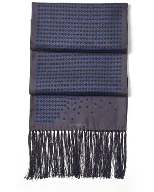 Aspinal of London Pure Silk Tassel Scarf - Blue