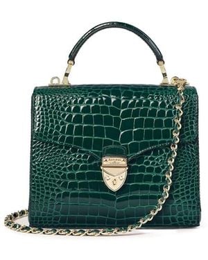 Aspinal of London Mayfair Midi Crocodile Print Bag - Green