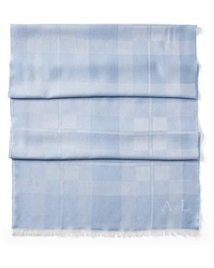 Aspinal of London Silk Check Scarf - Blue