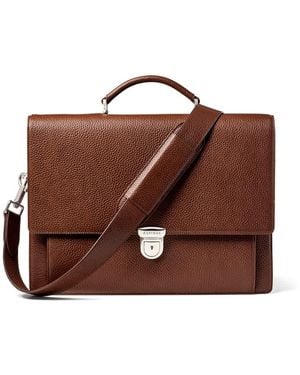 Aspinal of London City Leather Briefcase Bag - Brown