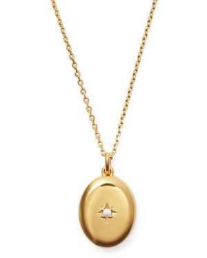 Aspinal of London Oval Pearl Locket Necklace - Metallic