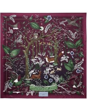 Aspinal of London Woodland Silk Scarf - Purple