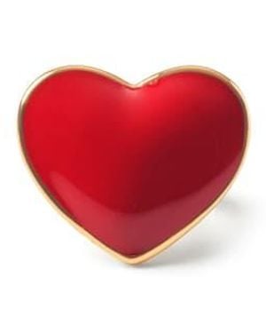 Aspinal of London Enamel Heart Skinny Scarf Ring - Red