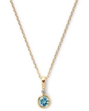Aspinal of London Diamond Pendant Necklace With Swiss Topaz - Metallic