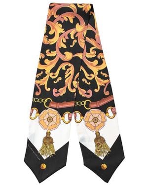 Aspinal of London Signature Shield Silk Neck Bow Scarf - Black