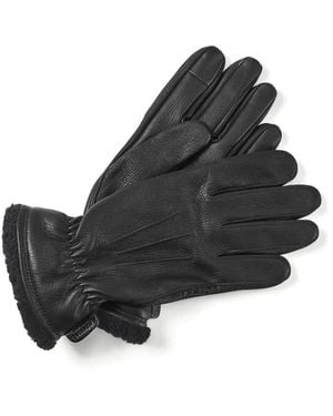Aspinal of London Shearling Lined Leather Gloves - Black