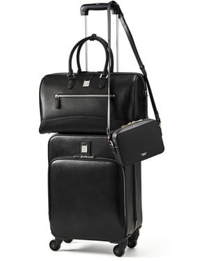 Aspinal of London 3 Piece Flight Collection: Cabin Case, Flight Bag & Crossbody Bag - Black