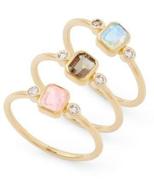 Aspinal of London Gemstone Ring Set Set - Metallic