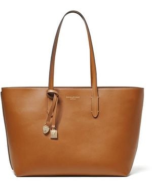 Aspinal of London Zipped East West Tote With Charm - Brown