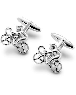 Aspinal of London Sterling Cyclist Cufflinks - Metallic
